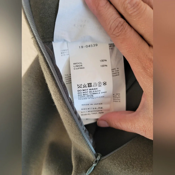 Sacai,‎ Melton Asymmetric Tight Wool Skirt, Size 2 - Picture 13 of 14